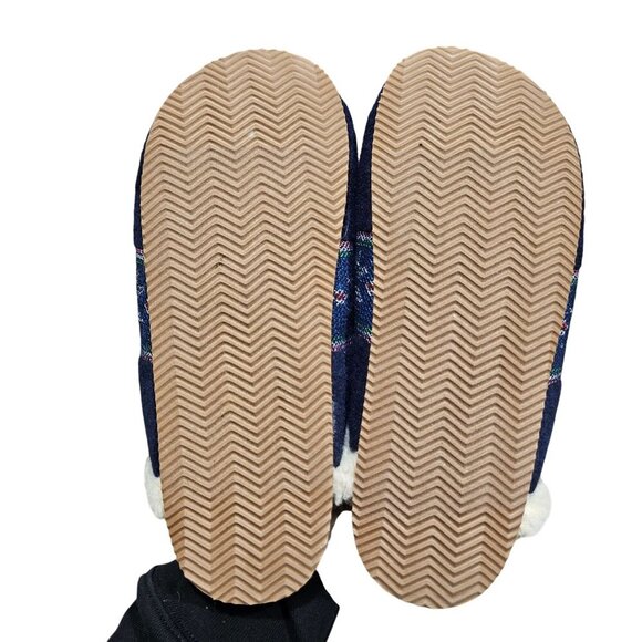 Lands End Womens Wool Blend Slip-On‎ Slippers Sherpa Blue Nordic Snowflake 9 - Picture 5 of 11